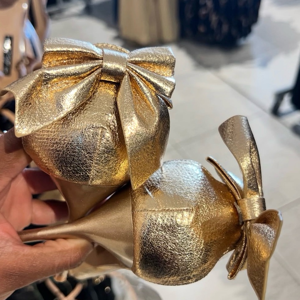 Gold Metallic Bow Heels